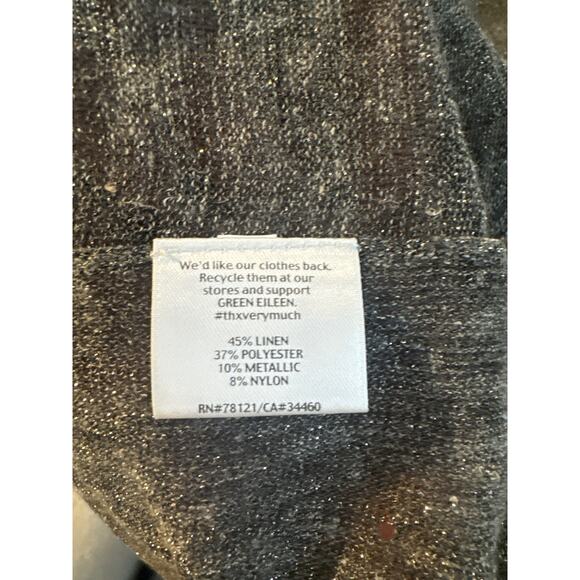 Eileen Fisher S Cardigan Sweater Linen Metallic Blend Eyelet Knit Open Front - Picture 4 of 4